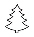 Outline Christmas tree vector silhouette icon flat isolated on white background